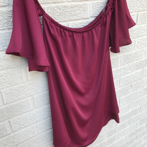 Impeccable Pig Wine Off the Shoulder Tunic - Picture 3 of 8